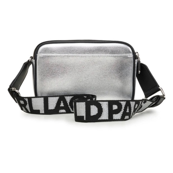 Karl Lagerfeld Metallic Silver Messenger Bag - Picture 3 of 5